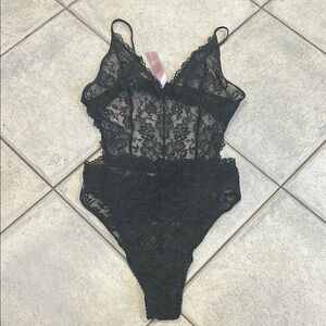 Savage X Fenty Elegant Black Lace Bodysuit